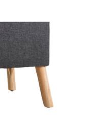 Living and Home Linen Upholstered Footstool in Dark Grey - thumbnail 9