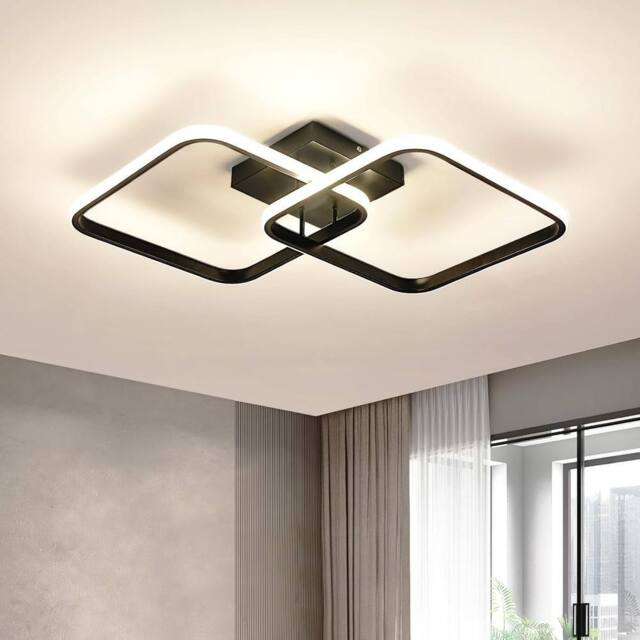Goeco Modern LED Ceiling Light 42W 64cm Square Acrylic Ceiling Light 4500K in Black - image 1