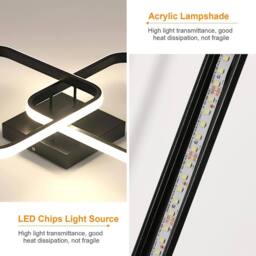 Goeco Modern LED Ceiling Light 42W 64cm Square Acrylic Ceiling Light 4500K in Black - thumbnail 4