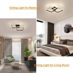 Goeco Modern LED Ceiling Light 42W 64cm Square Acrylic Ceiling Light 4500K in Black - thumbnail 2