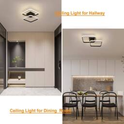 Goeco Modern LED Ceiling Light 42W 64cm Square Acrylic Ceiling Light 4500K in Black - thumbnail 5