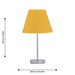 First Choice Lighting Chrome Stick Table Lamp with Ochre Fabric Shade in Silver - thumbnail 4