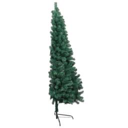 Berkfield Home Beautiful Artificial Half Pre-lit Christmas Tree with Ball Set Gr in Green - thumbnail 1
