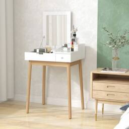 Havendro Dressing Table Desk Flip-up Mirror Multi-purpose 2 Drawers Makeup in White - thumbnail 4