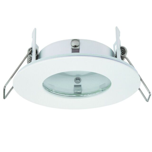 Loops IP65 Bathroom Slim Round Ceiling Downlight Matt White Recessed GU10 LED Lamp - image 1