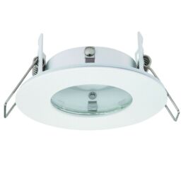 Loops IP65 Bathroom Slim Round Ceiling Downlight Matt White Recessed GU10 LED Lamp - thumbnail 1