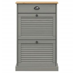 Berkfield Home Shoe Cabinet VIGO 60x35x96 cm Grey Solid Wood Pine - Size: 60 x 35 x 96 cm - thumbnail 5