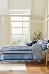 Helena Springfield 'Beach House Stripe' Cotton Duvet Cover Set in Blue - Size: Super King - thumbnail 1