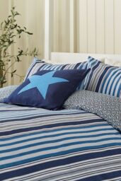 Helena Springfield 'Beach House Stripe' Cotton Duvet Cover Set in Blue - Size: Super King - thumbnail 2