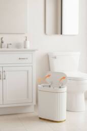 Living and Home 9L/7L Smart Sensor Rubbish Bin in White - Size: Small - thumbnail 3