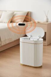 Living and Home 9L/7L Smart Sensor Rubbish Bin in White - Size: Small - thumbnail 2