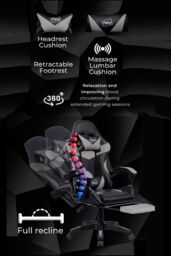 Neo Foot Turbo Massage Leather Recliner PC Gaming Chair with Footrest in Grey - thumbnail 2