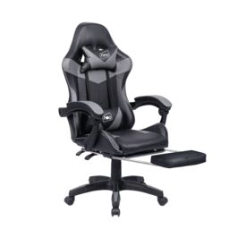 Neo Foot Turbo Massage Leather Recliner PC Gaming Chair with Footrest in Grey - thumbnail 5