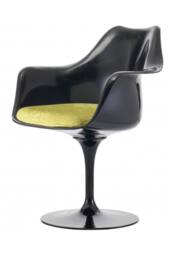 Fusion Living Black Tulip Armchair with Luxurious Cushion in Green - thumbnail 2