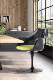 Fusion Living Black Tulip Armchair with Luxurious Cushion in Green - thumbnail 1