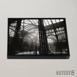 "Artery8 Berenice Abbott Penn Station Interior Photo Framed Canvas Wall Art Print in Black - Size: W12"" x H16""" - thumbnail 2