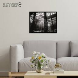"Artery8 Berenice Abbott Penn Station Interior Photo Framed Canvas Wall Art Print in Black - Size: W12"" x H16""" - thumbnail 3