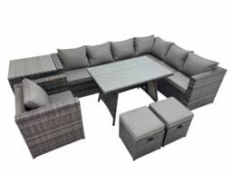 Fimous Patio Furniture Sets with Dining Table Side Table 2 Small Stools in Dark Grey - thumbnail 1