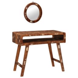 Berkfield Home Bedroom Dressing Tables with Shelf Wall-mounted with Storage with Mirror Solid reclaimed wood in Brown - thumbnail 2