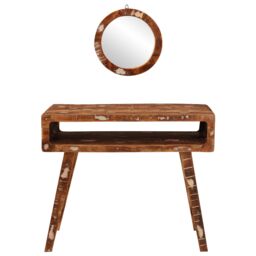 Berkfield Home Bedroom Dressing Tables with Shelf Wall-mounted with Storage with Mirror Solid reclaimed wood in Brown - thumbnail 3