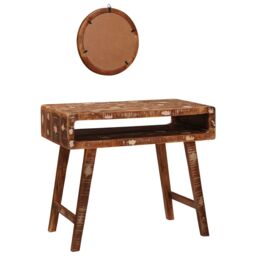 Berkfield Home Bedroom Dressing Tables with Shelf Wall-mounted with Storage with Mirror Solid reclaimed wood in Brown - thumbnail 5