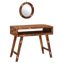 Berkfield Home Bedroom Dressing Tables with Shelf Wall-mounted with Storage with Mirror Solid reclaimed wood in Brown - thumbnail 1