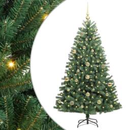 Berkfield Home Artificial Hinged Christmas Tree Green 150 cm PVC & Metal - thumbnail 2