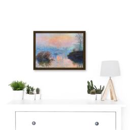 Artery8 Monet Sunset Seine Lavacourt Winter Painting Artwork Framed Wall Art Print A4 in Brown - thumbnail 2