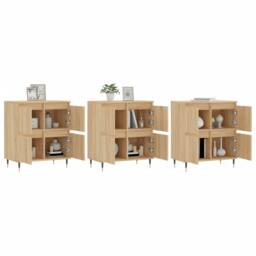 Berkfield Home Sideboards 3 pcs Sonoma Oak Engineered Wood in Light Tan - thumbnail 3