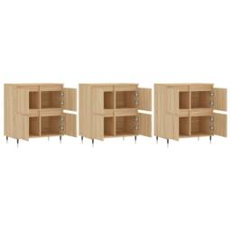 Berkfield Home Sideboards 3 pcs Sonoma Oak Engineered Wood in Light Tan - thumbnail 4