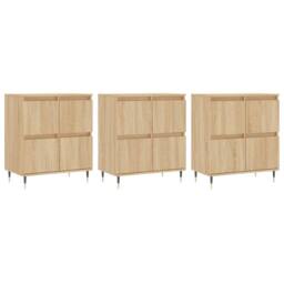Berkfield Home Sideboards 3 pcs Sonoma Oak Engineered Wood in Light Tan - thumbnail 1