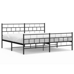Berkfield Home Metal Bed Frame with Headboard & Footboard Black 200x200 cm - thumbnail 2