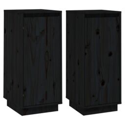 Berkfield Home Sideboards 2 pcs Black 31.5x34x75 cm Solid Wood Pine - thumbnail 2