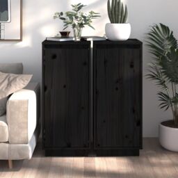 Berkfield Home Sideboards 2 pcs Black 31.5x34x75 cm Solid Wood Pine
