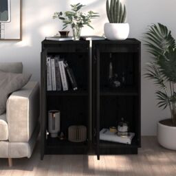 Berkfield Home Sideboards 2 pcs Black 31.5x34x75 cm Solid Wood Pine - thumbnail 3