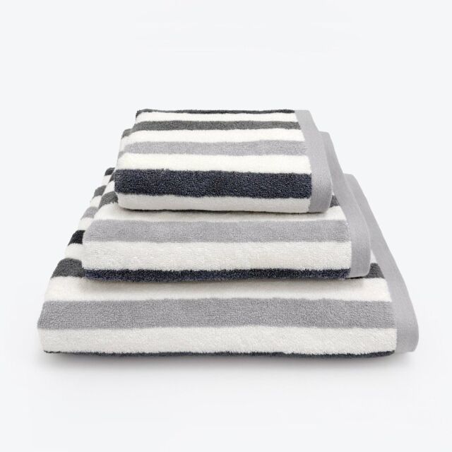 Allure Bath Fashions Cali Striped Towels - 100% Cotton in Grey - Size: Bath Sheet - image 1