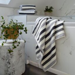 Allure Bath Fashions Cali Striped Towels - 100% Cotton in Grey - Size: Bath Sheet - thumbnail 4