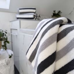 Allure Bath Fashions Cali Striped Towels - 100% Cotton in Grey - Size: Bath Sheet - thumbnail 3