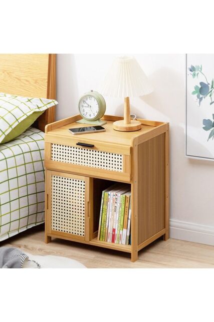 H&O Direct Wooden Nightstand Storage Cabinet in Brown - image 1