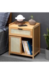 H&O Direct Wooden Nightstand Storage Cabinet in Brown - thumbnail 2
