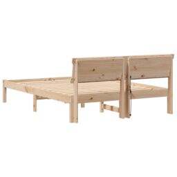 Berkfield Home with LED Strip Lights with Headboard Brown 120 x 190 cm Solid pine wood - thumbnail 7