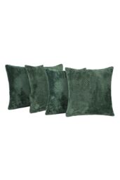 OHS 4 Pack of Waffle Fleece Square Cushion Covers in Dark Green - Size: 45 cm x 45 cm - thumbnail 1