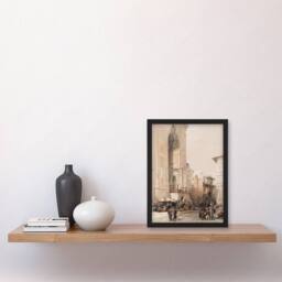 Artery8 David Roberts Framed Wall Art Mosque of Sultan Hassan Grand entrance in Beige - Size: A4 - thumbnail 2