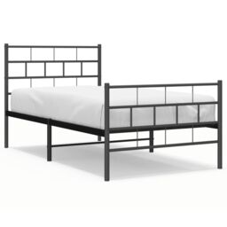Berkfield Home Metal Bed Frame with Headboard & Footboard Black 107x203 cm - thumbnail 2