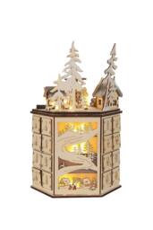 LED Rotating Countdown Calendar Wooden Music Box for Christmas in Beige - thumbnail 4