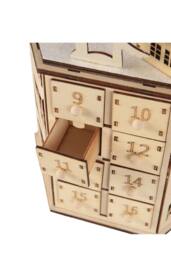 LED Rotating Countdown Calendar Wooden Music Box for Christmas in Beige - thumbnail 5