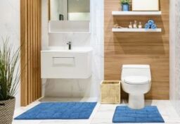 New Edge Blinds Ripple Collection Pure Cotton Jacquard 2pc Bath Set in Blue - Size: 50 cm x 80 cm