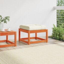 Berkfield Home Garden Footstool with Cushions Wax Brown Solid Wood Pine - thumbnail 3