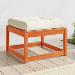 Berkfield Home Garden Footstool with Cushions Wax Brown Solid Wood Pine - thumbnail 1