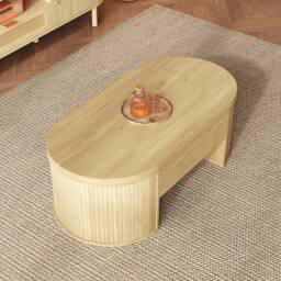 BTM Lift Top Coffee Table Extendable Storage Living Room Table in Light Oak - thumbnail 5